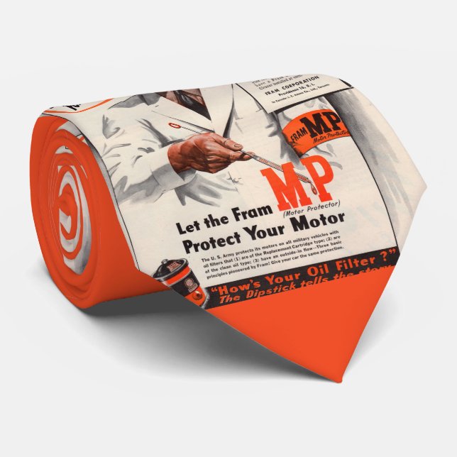 1940s Keep Your Car Running for Victory print Tie (Rolled)