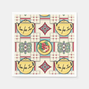 1940s Kitchen Pattern w/Yellow Teapots Napkin