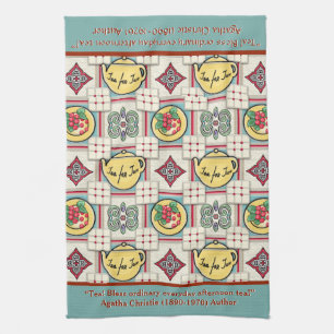 1940s Kitchen Pattern w/Yellow Teapots Personalize Kitchen Towel