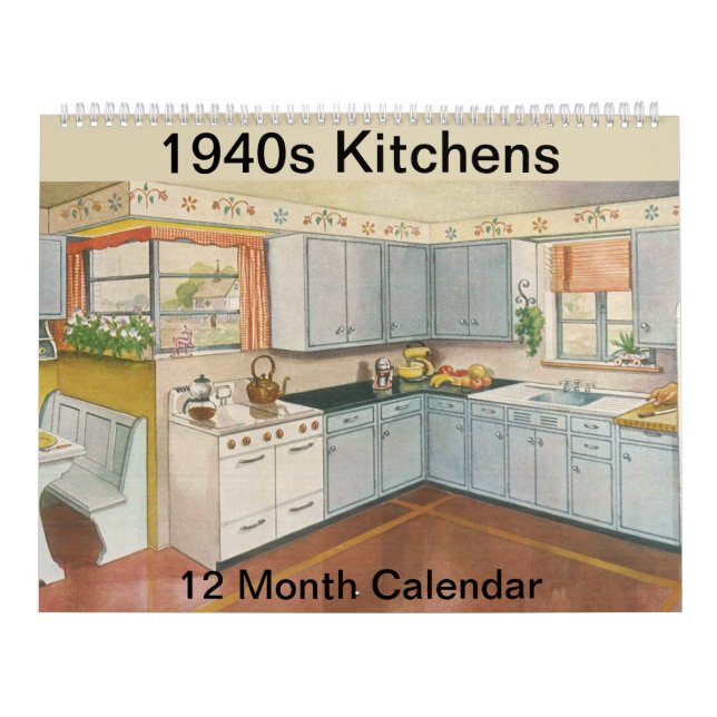 1940s Kitchen Vintage Farmhouse Decor 12 Month Cal Calendar (Cover)
