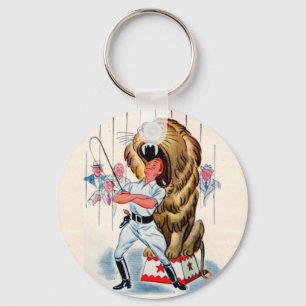 1940s lion tamer and lion keychain