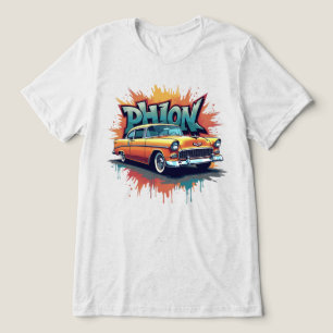 1940s Lowrider Classic Car Colourful Retro Art Tri-Blend Shirt