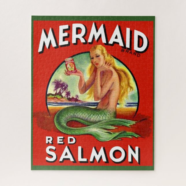 1940s Mermaid Salmon can label Jigsaw Puzzle (Vertical)