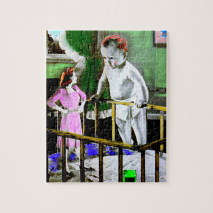 1940s mother and her giant baby jigsaw puzzle