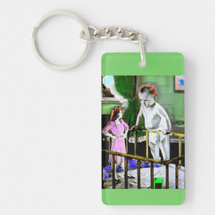 1940s mother and her giant baby keychain