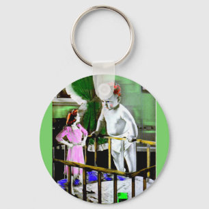 1940s mother and her giant baby keychain