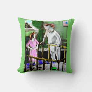1940s mother and her giant baby throw pillow