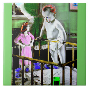 1940s mother and her giant baby tile