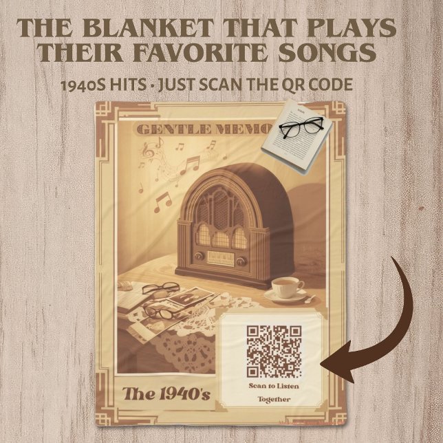  1940s Music Therapy Blanket | QR Code 40s Hits (1940s Music Therapy Blanket with QR Code | Dementia & Alzheimer's Gift | Scan to Play Classic Hits)