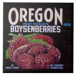 1940s Oregon Boysenberries can label print Tile