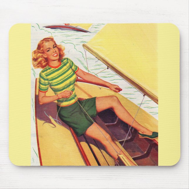 1940s pin-up girl on a boat mouse pad (Front)