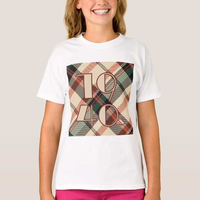 1940s Plaid Sticker T-Shirt (Front)