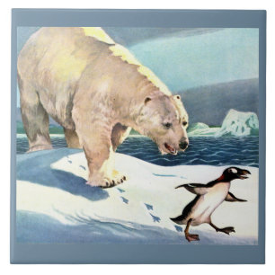 1940s polar bear and penguin tile
