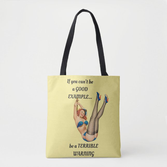 1940s Retro Pin-up Girl Funny Tote Bag yellow (Front)