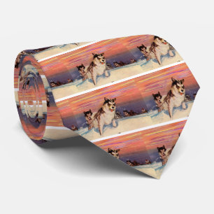 1940s Siberian husky dogs doing their thing Tie