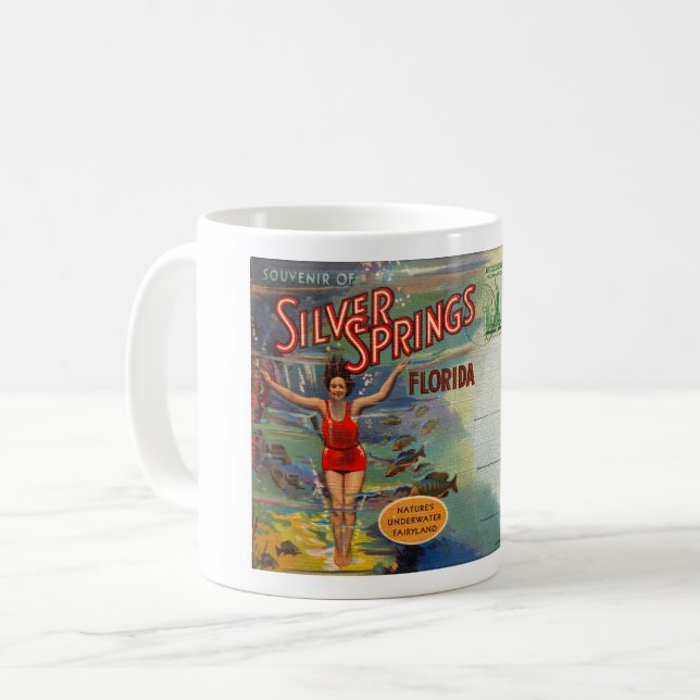 1940s SILVER SPRINGS FLORIDA POSTCARD COFFEE MUG (Front Left)
