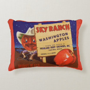 1940s Sky Ranch Washington Apples crate label Accent Pillow