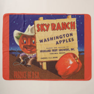 1940s Sky Ranch Washington Apples crate label Sherpa Blanket