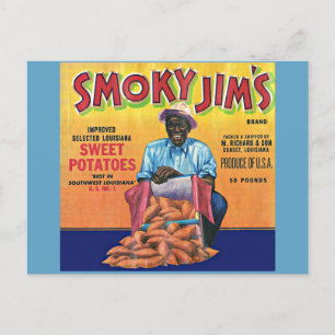 1940s Smoky Jim's sweet potato crate label Postcard