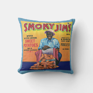 1940s Smoky Jim's sweet potato crate label Throw Pillow