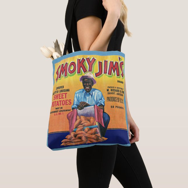1940s Smoky Jim's sweet potato crate label Tote Bag (Close Up)