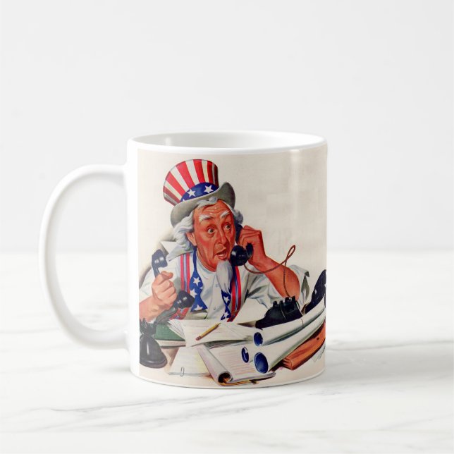 1940s Uncle Sam on the phone Coffee Mug (Left)