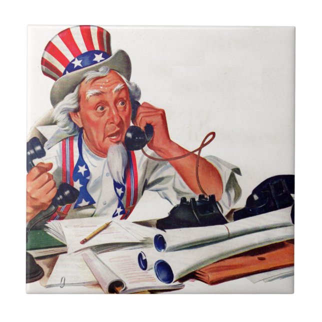 1940s Uncle Sam on the phone Tile (Front)
