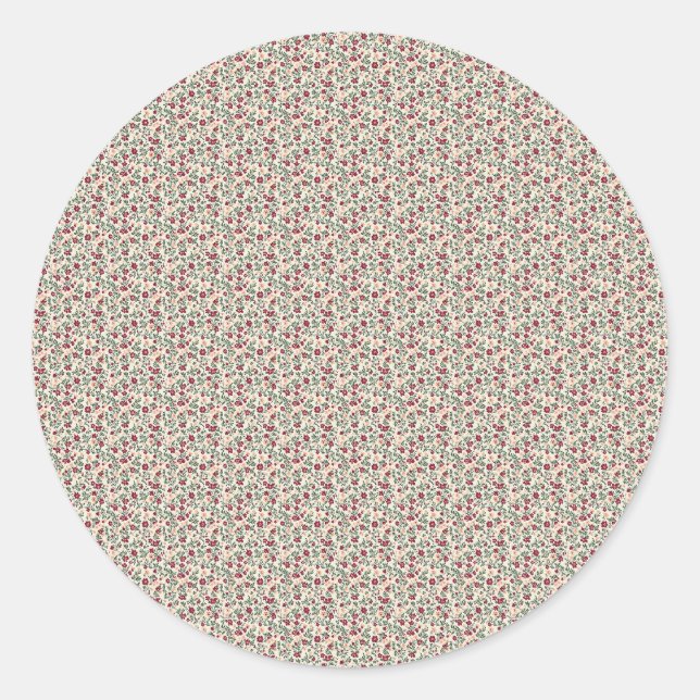 1940s Utility Floral Sprig Pattern Classic Round Sticker (Front)