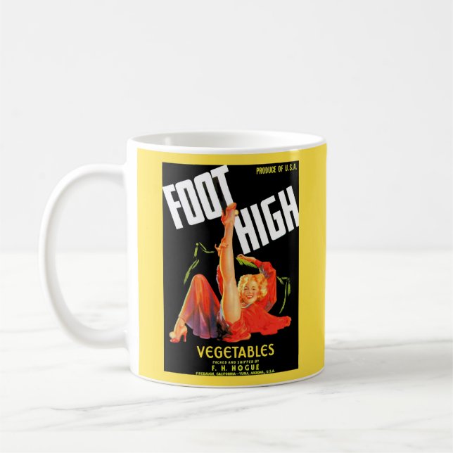 1940s vegetable crate label Foot High vegetables Coffee Mug (Left)