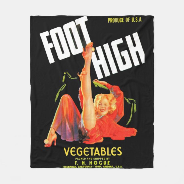 1940s vegetable crate label Foot High vegetables Fleece Blanket (Front)