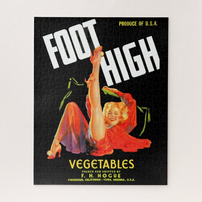 1940s vegetable crate label Foot High vegetables Jigsaw Puzzle (Vertical)