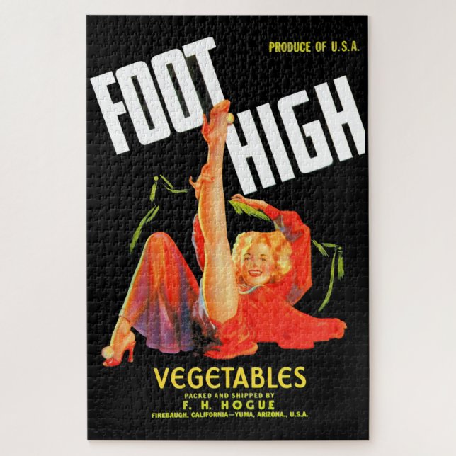 1940s vegetable crate label Foot High vegetables Jigsaw Puzzle (Vertical)