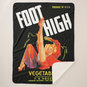 1940s vegetable crate label Foot High vegetables Sherpa Blanket