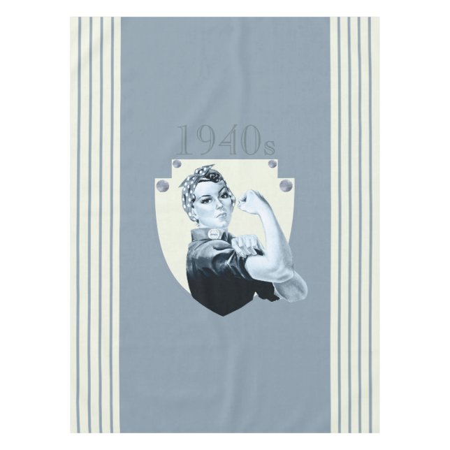 1940s vintage patriotic woman during 40s war time tablecloth (Front)