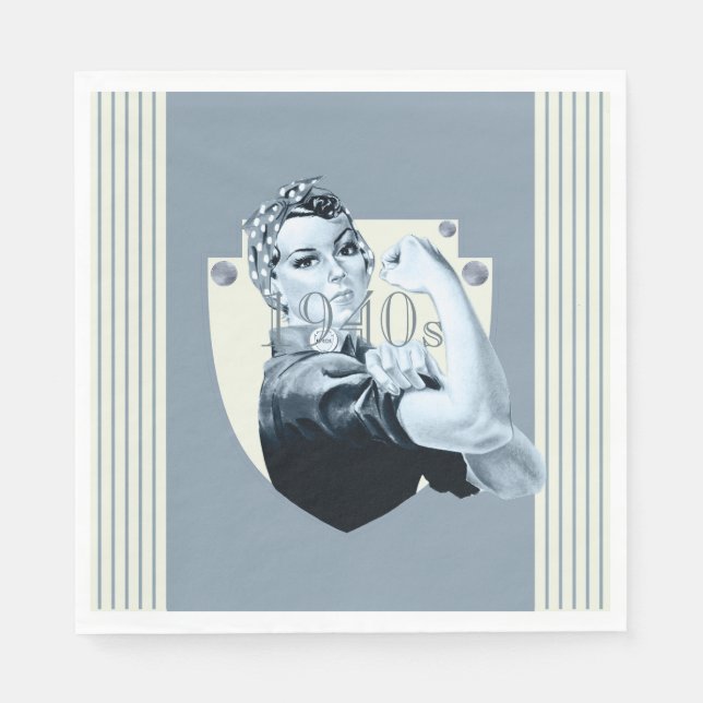 1940s vintage retro war time patriotic woman napkin (Front)