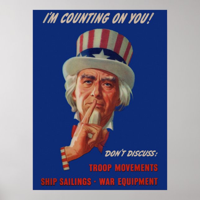 1940s warning from Uncle Sam Poster (Front)