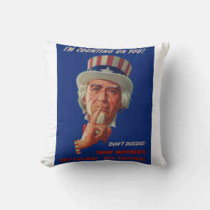 1940s warning from Uncle Sam Throw Pillow