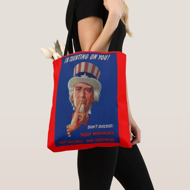1940s warning from Uncle Sam Tote Bag (Close Up)