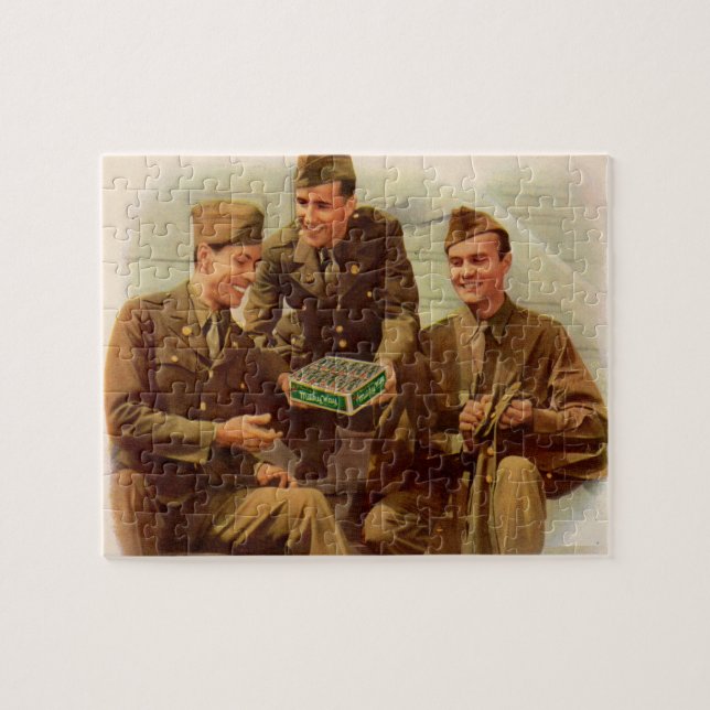 1940s WWII ad soldiers with candy from home Jigsaw Puzzle (Horizontal)