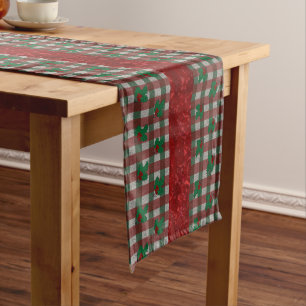1940s Xmas Gingham 16" x 90" Long Table Runner