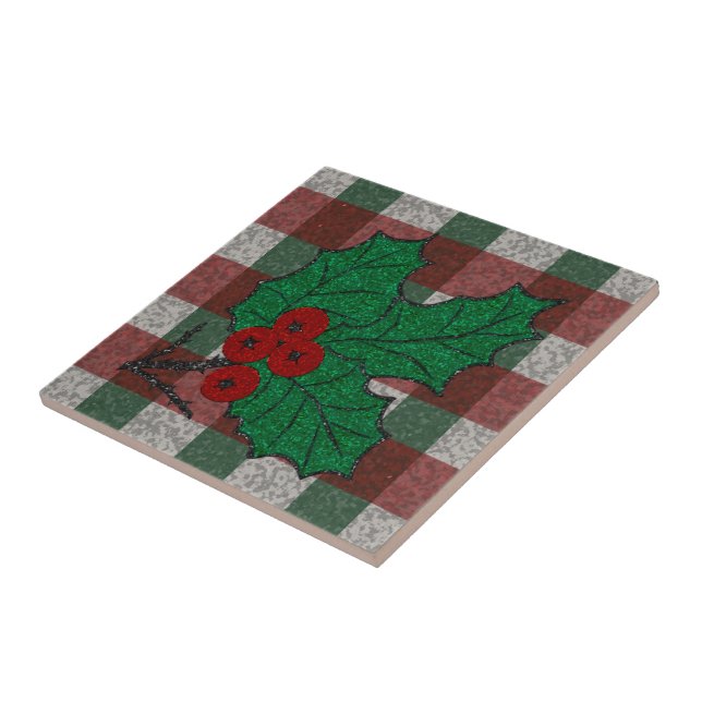 1940s Xmas Gingham 4.25" x 4.25"  Tile (Side)