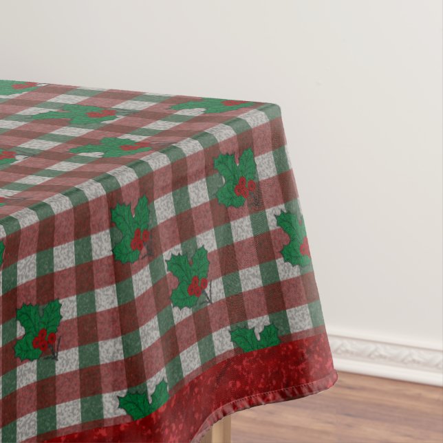 1940s Xmas Gingham  60" x 84" Tablecloth (In Situ)