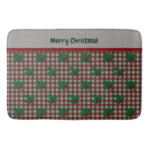 1940s Xmas Gingham  Bath Mat