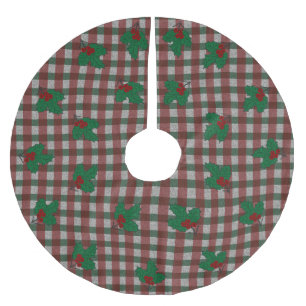 1940s Xmas Gingham Brushed Polyester Tree Skirt