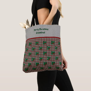 1940s Xmas Gingham - Personalized Tote Bag