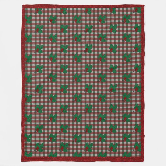 1940s Xmas Gingham Throw Blanket  (Front)