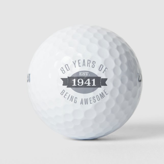 1941 Funny 80th Birthday Awesome Golf Balls (Front)
