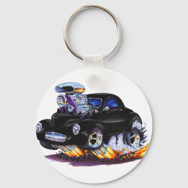 1941 Willys Black Car Keychain (Front)