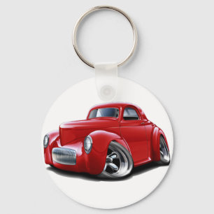1941 Willys Red Car Keychain
