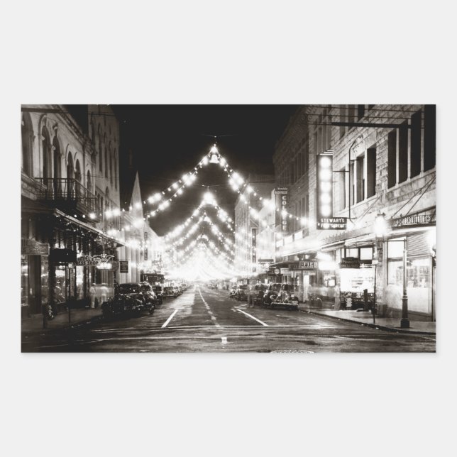 1942 Honolulu's Fort Street at Night Sticker (Front)